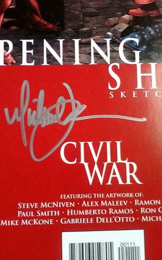 MARVEL COMICS Iron Man CIVIL WAR OPENING SHOT Michael Turner signed SKETCH BOOK 2