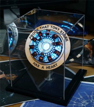 Marvel Iron Man Arc Reactor Model Kit Led Light Figures Show Box Alloy Base Gift