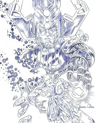 Galactus & Silver Surfer Comic Art By Comic Book Artist James Chen