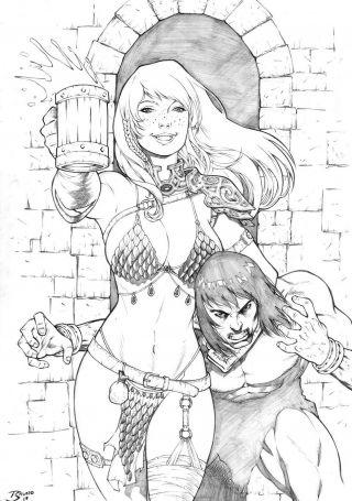 Red Sonja And Conan (11 " X17 ") By Bruno - Ed Benes Studio