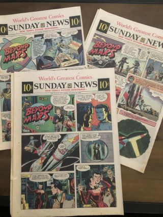 3 Beyond Mars Jack Williamson Full Tab Sunday Comic Page 1952 53 Ny Sunday News