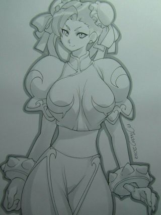 Chun Li Street Fighter Girl Sexy Busty Sketch Pinup - Mikan Art