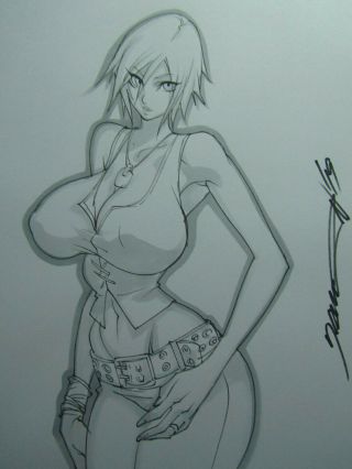Aya Brea Paresite Eve Girl Sexy Busty Sketch Pinup - Daikon Art