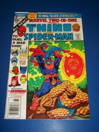 Marvel 2 In 1 Annual 2 Bronze Age Thanos Spider - Man Thing Avengers Vf Beauty