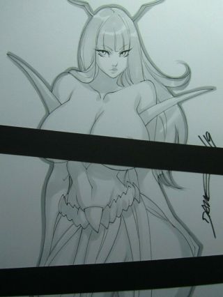 Mantis Girl Sexy Busty Sketch Pinup - Daikon Art