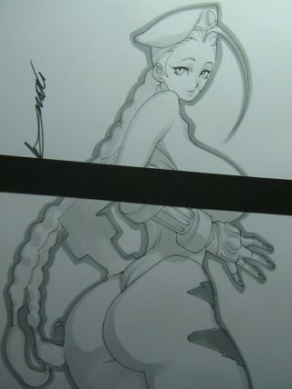 Cammy Street Fighter Capcom Girl Sexy Busty Sketch Pinup - Daikon Art