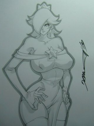 Rosalina Rosetta Mario Girl Sexy Busty Sketch Pinup - Daikon Art
