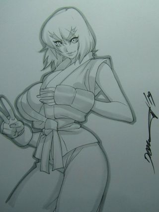 Ken Street Fighter Capcom Girl Sexy Busty Sketch Pinup - Daikon Art
