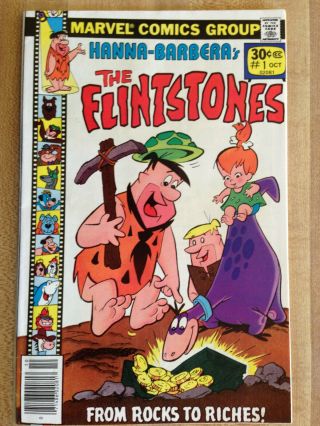 The Flinstones 1 Fine 1977 Hanna - Barbera Marvel Comic Fred Barney Pebbles