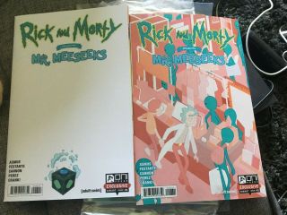 Set Of 2 Rick And Morty Mr.  Meeseeks 1 Sdcc Variants Exclusive Comic Con