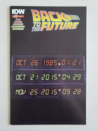 Back To The Future 1 2nd Print Variant Delorean Time Machine Idw Vf/nm