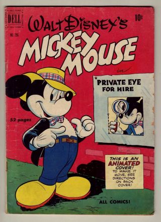 Four Color 296 - Walt Disney Mickey Mouse Private Eye - 1950 Dell - Vg (4.  0)