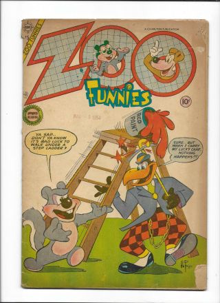 Zoo Funnies 5 [1954 Gd,  ] Spilled Paint Cover Charlton