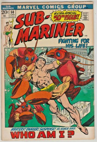 Sub - Mariner 50 Vg 1972 Marvel Bronze Age Comics