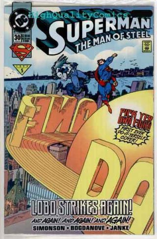 Superman : Man Of Steel 30,  Nm,  W/ Clings,  Lobo,  1991,  More In Store