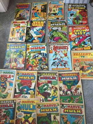 20 Vintage Marvel & Dc Comics Us & Uk Hulk Wonder Woman Supergirl Star Wars Etc