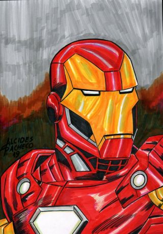 Iron - Man (09 " X12 ") By Alcides Pacheco - Ed Benes Studio