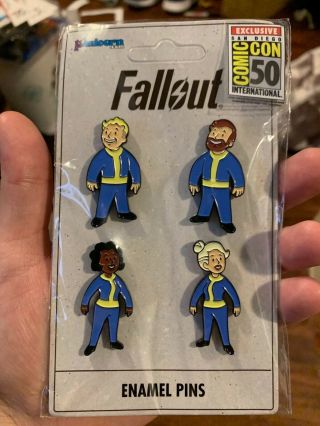 Sdcc 2019 In Hand Toynk Fallout Vault Dwellers 4 - Pack Collectible Enamel Pin Set
