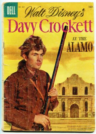 Walt Disney Davy Crockett At The Alamo 639,  Dell Comics - 1955,  $0.  10 - G,