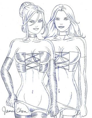 Emma Frost White Queen & Black Queen Comic Art Pencil Sketch 2