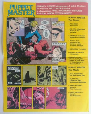 Eternity Comics Dec.  1990 Full Moon Puppet Master Retailer Preview Sales Flier 3