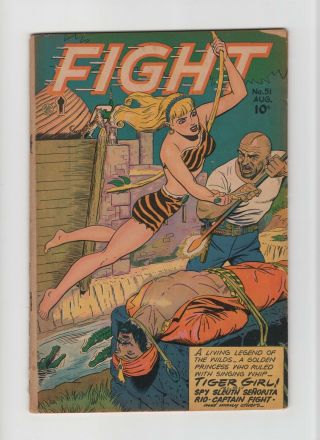 Fight Comics 51 Vintage Fiction House Jungle Bondage Gga Tiger Girl Gold 10c