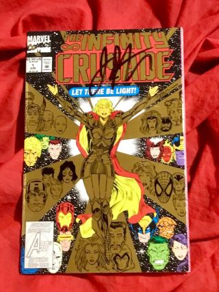 The Infinity Crusade 1 Foil Cover Signed By Jim Starlin Thanos Endgame Gauntlet