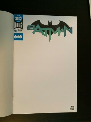 Batman 50 Blank Sketch Cover Exclusive Variant 2018 Dc