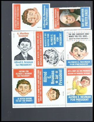 Eight Large Mad (alfred E.  Neuman For President) Stamps 1980 Ec