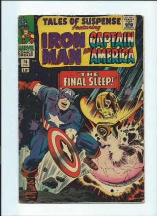 Tales Of Suspense 74 " The Final Sleep " Gd/vg Captain America Iron Man