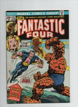 Fantastic Four 147 - Sub - Mariner Vs The Thing - 1974 (grade 6.  0)