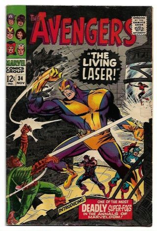Marvel Avengers 34 (1966) Don Heck 1st App Living Laser