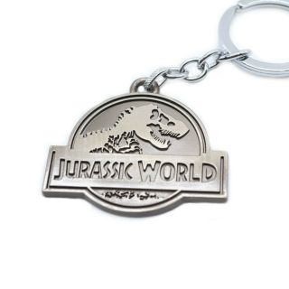Jurassic World Jurassic Park Logo Metal Keychain Keyring Gray Color