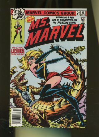 Ms.  Marvel 20 Fn 5.  5 1 Book Marvel 1st Sexy Black Suit For Carol 1978