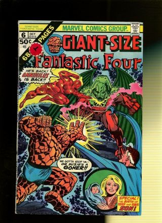Giant - Size Fantastic Four 6 Fn 5.  5 1 Book First Story By Stan Lee & Jack Kirby