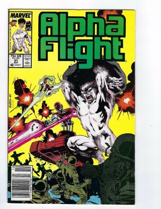 Alpha Flight Vol 1 51 Vf,  1st Jim Lee Marvel Art Newstand Edition