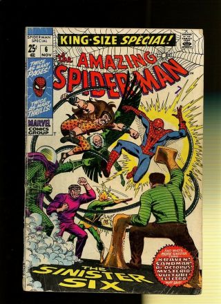 Spider - Man Annual 6 Gd/vg 3.  0 1 Book Sinister Six Fantastic Four