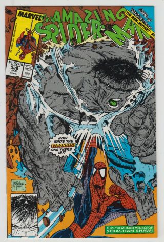Spider - Man 328,  Todd Mcfarlane,  Hulk,  Marvel 1990 Vf R