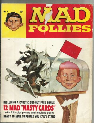 Mad Follies 7 Good/vg 1969 W/ Nasty Post Cards
