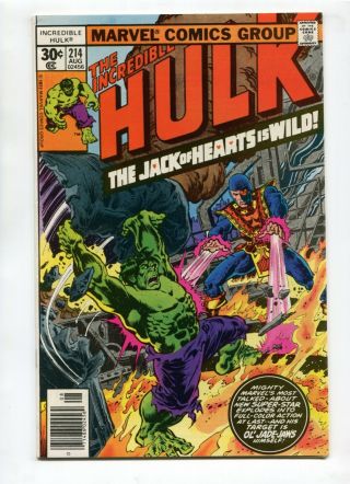 1977 Marvel The Incredible Hulk 214 1st Appearance Jack Of Hearts Nm,  Unpressed