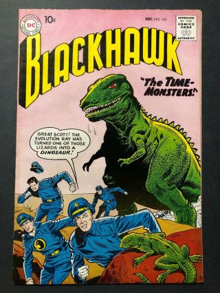 Blackhawk 143 (dec 1959,  Dc) Legendary Classic War Comic Series Dinosaur Cover