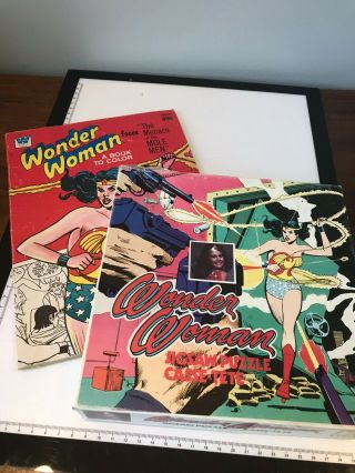 1975 1973 Wonder Woman 81 Piece Jigsaw Puzzle Lynda Carter Bonus Coloring Book