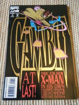 Gambit 1 Dec 93 Direct Edition Gold Foil Stamped Cover Cajun X - Men Nm