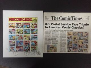 Usps The Comic Times 1995 Ceremony Program & Us Stamps 3000 Full Sheet Of 20
