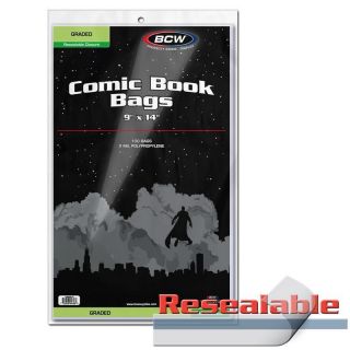 1 Pack Of 100 Bcw Brand Resealable Bags Graded Comic Book Storage 9 X 14 "