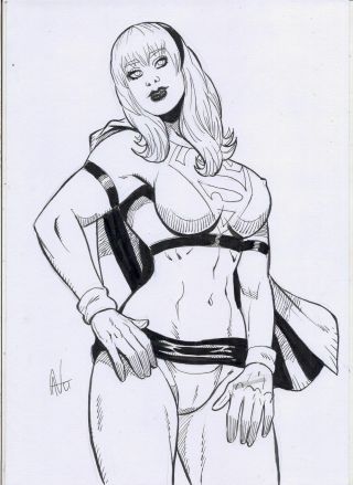 Supergirl Sexy Ink Pinup Art - Comic Page By Nato