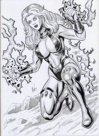 Starfire Sexy Ink Pinup Art - Comic Page By Nato