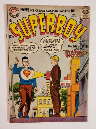 Superboy 60 (gd 2.  0) 1957 " The $100,  000 Quiz Kid " Silver Age Dc Comics