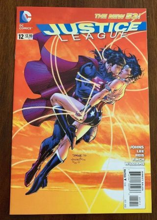 Justice League 12 (dc 52) Iconic Jim Lee Superman Wonder Woman Kissing Nm