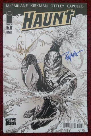 Haunt 1a Black & White Cover Signed By Greg Capullo Ryan Ottley Image Nm 2009